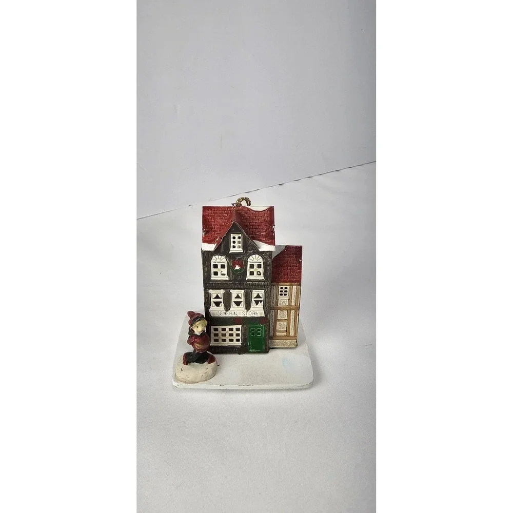 Vintage Tin General Store Christmas Ornament Miniature Village Building 3.5